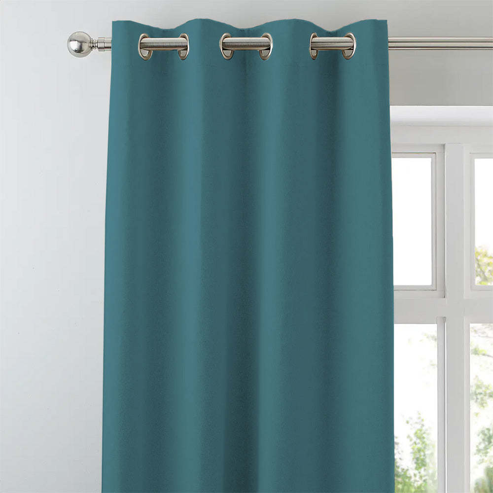 Jacquard Room Darkening Curtains in Pine Blue Set Of 2 - (P21)