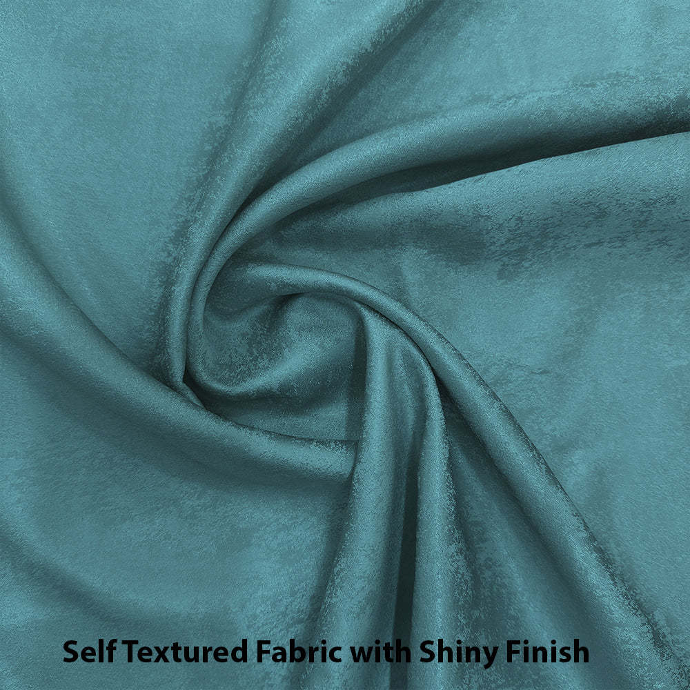 Jacquard Room Darkening Curtains in Pine Blue Set Of 2 - (P21)
