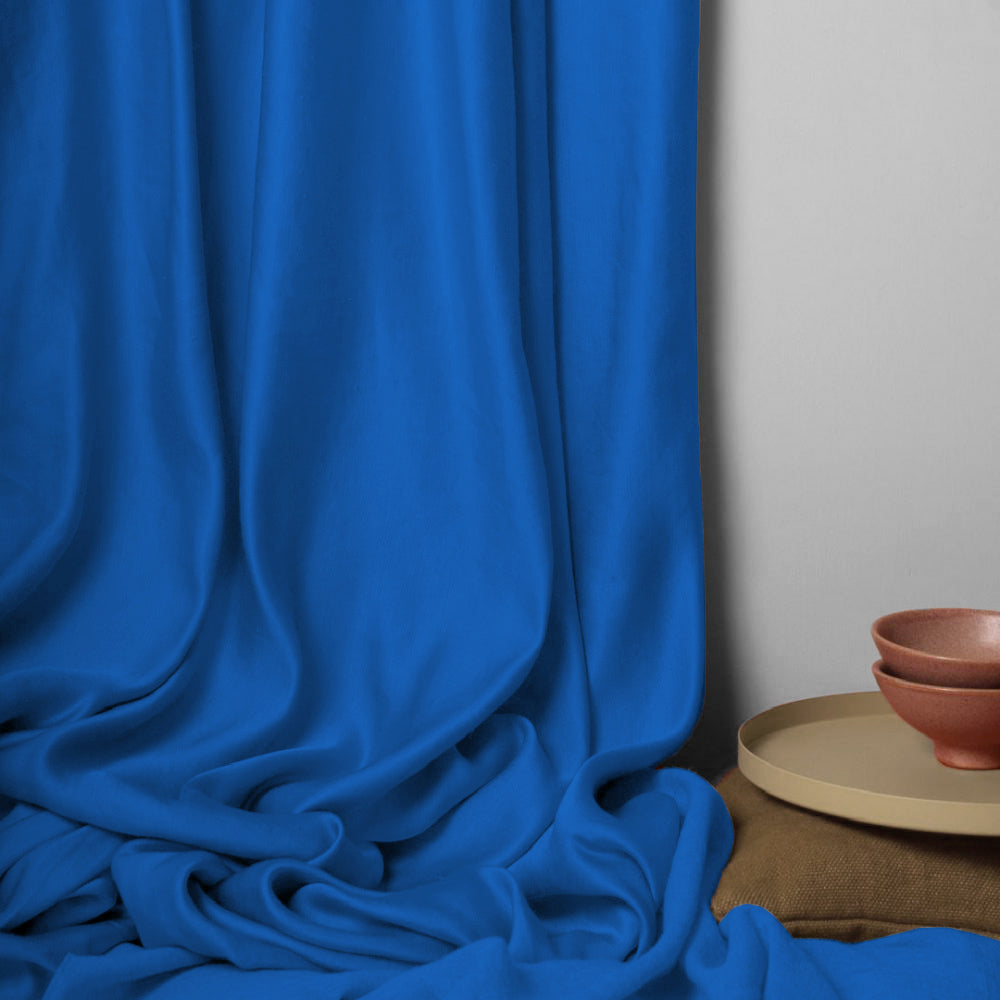Jacquard Room Darkening Curtains in Sapphire Blue Set Of 2 - (P210)