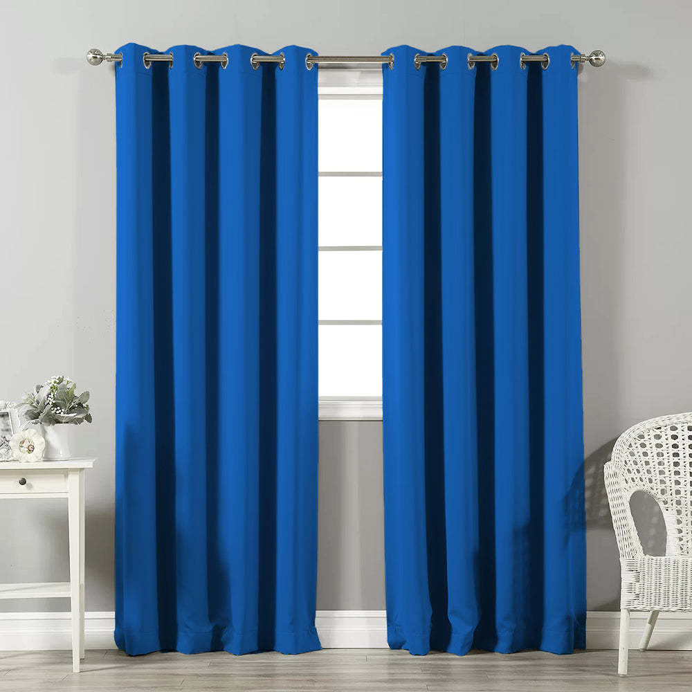 Jacquard Room Darkening Curtains in Sapphire Blue Set Of 2 - (P210)