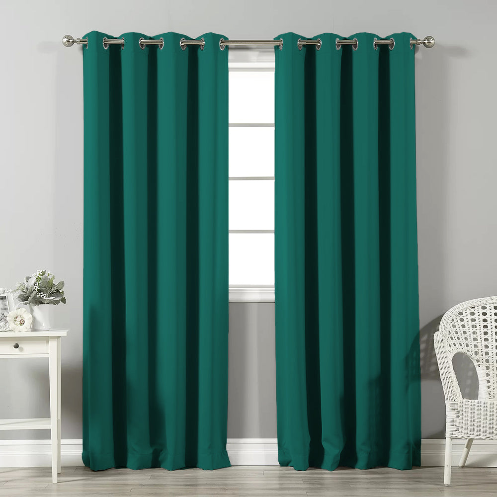 Jacquard Room Darkening Curtains in Castleton Green Set Of 2 - (P212)