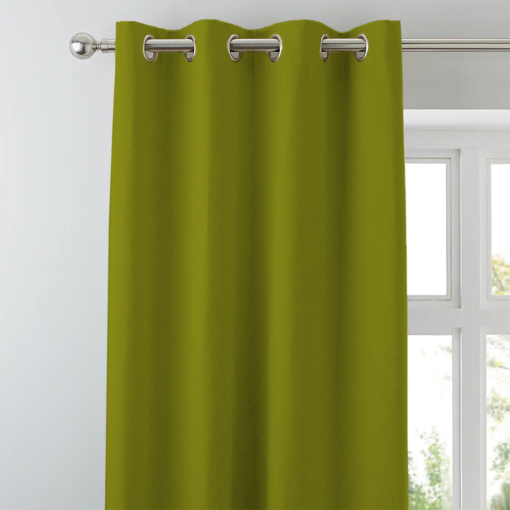 Jacquard Room Darkening Curtains in Olive Set Of 2 - (P214)
