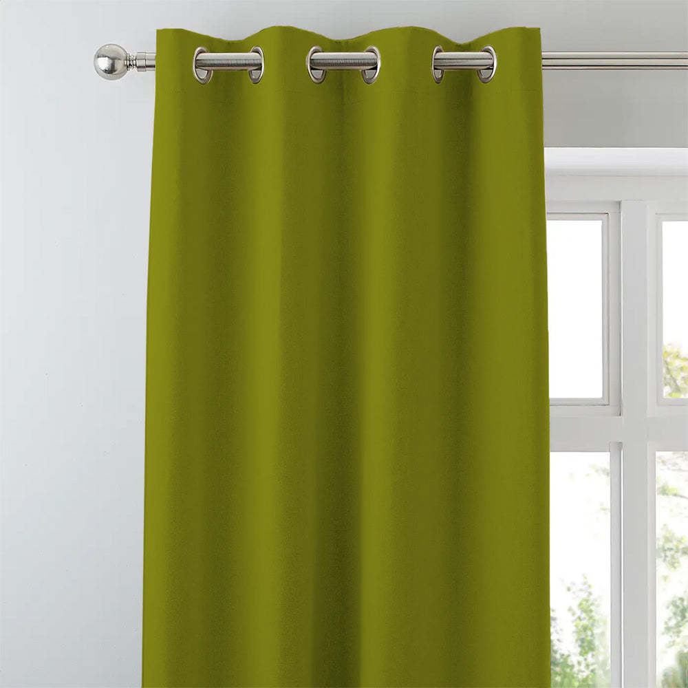 Jacquard Room Darkening Curtains in Olive Set Of 2 - (P214)