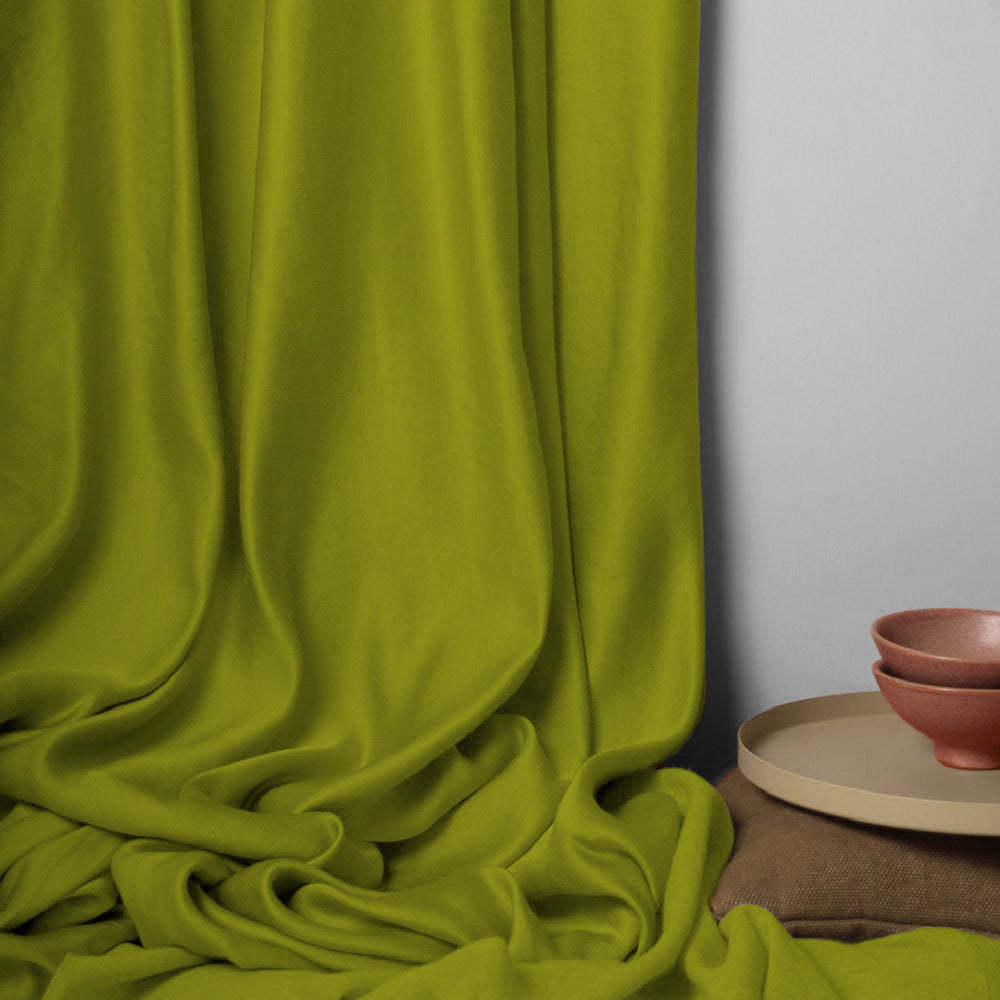 Jacquard Room Darkening Curtains in Olive Set Of 2 - (P214)