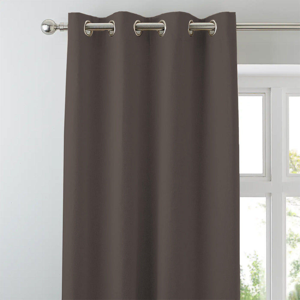 Jacquard Room Darkening Curtains in Dark Chocolate Set Of 2 - (P215)