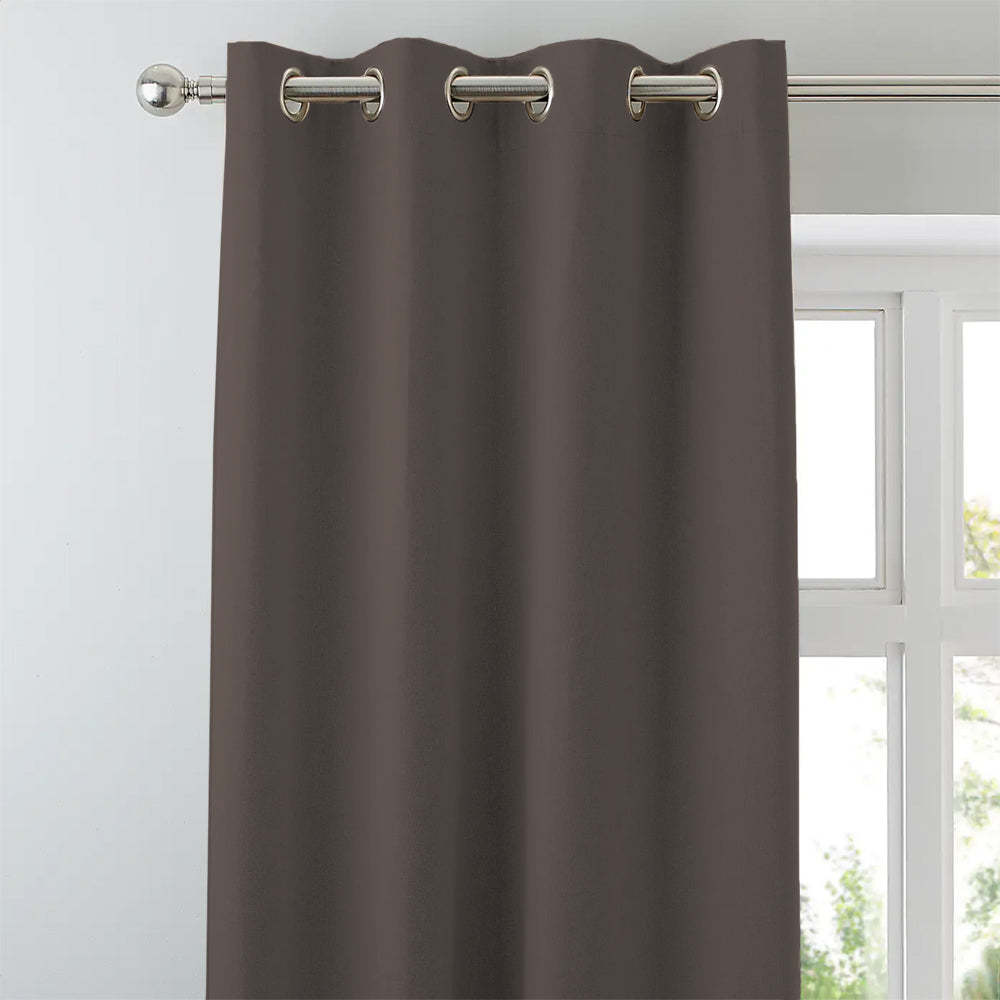 Jacquard Room Darkening Curtains in Dark Chocolate Set Of 2 - (P215)