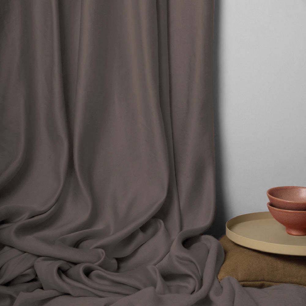 Jacquard Room Darkening Curtains in Dark Chocolate Set Of 2 - (P215)