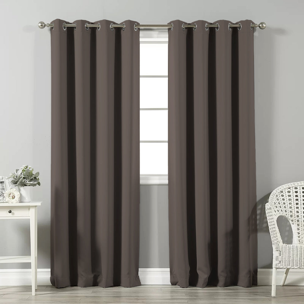 Jacquard Room Darkening Curtains in Dark Chocolate Set Of 2 - (P215)