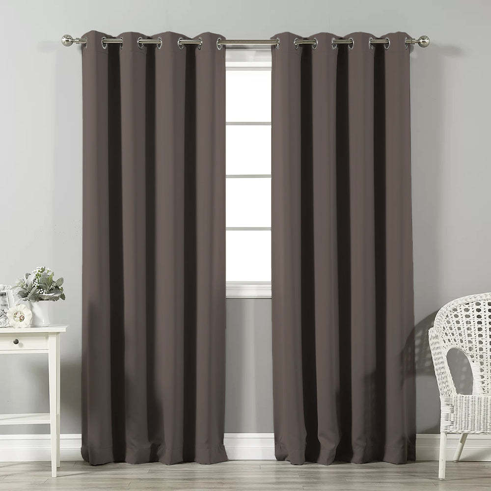 Jacquard Room Darkening Curtains in Dark Chocolate Set Of 2 - (P215)