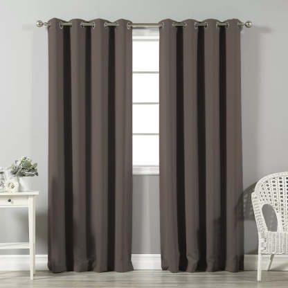 Jacquard Room Darkening Curtains in Dark Chocolate Set Of 2 - (P215)
