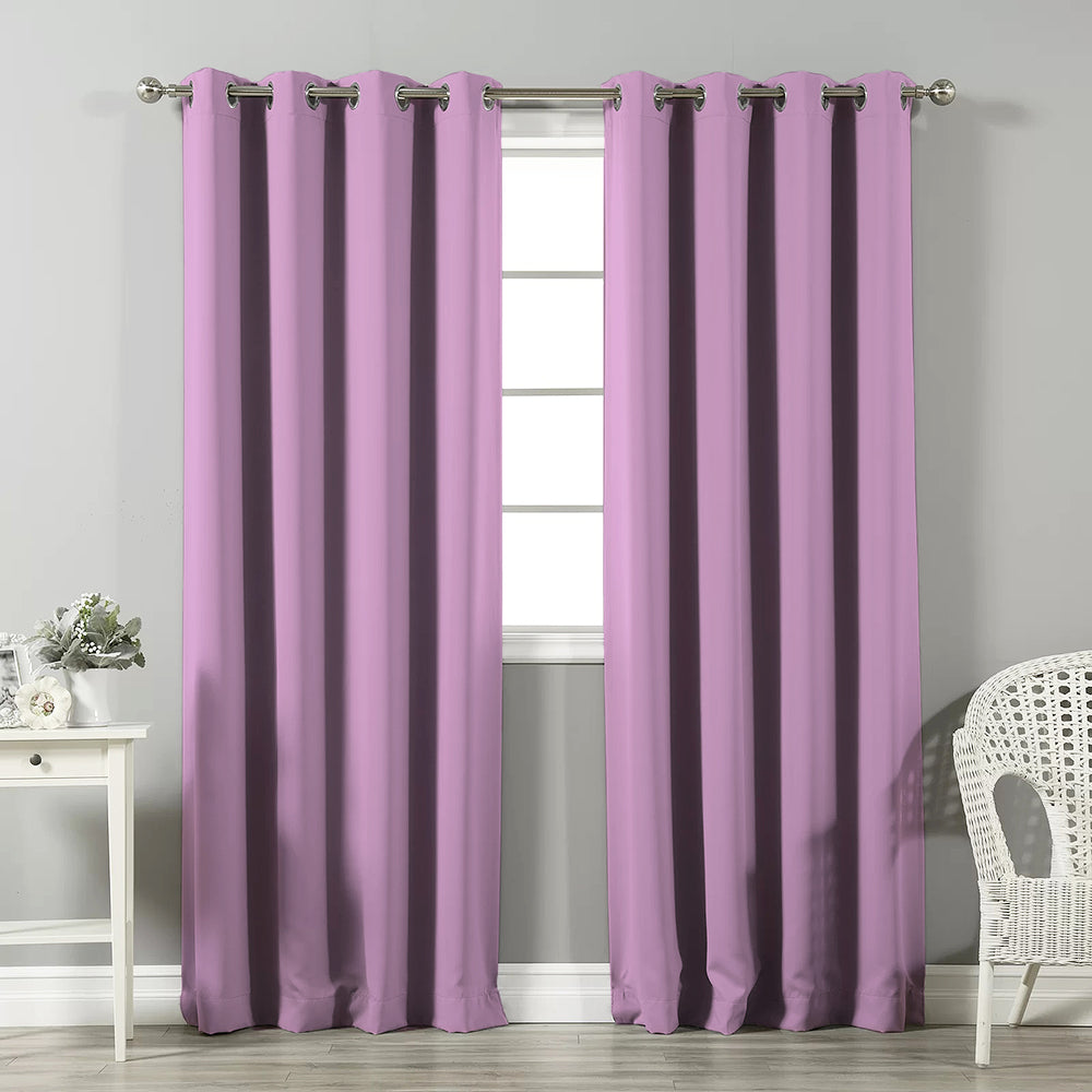 Jacquard Room Darkening Curtains in Pink Diamond Set Of 2 - (P219)
