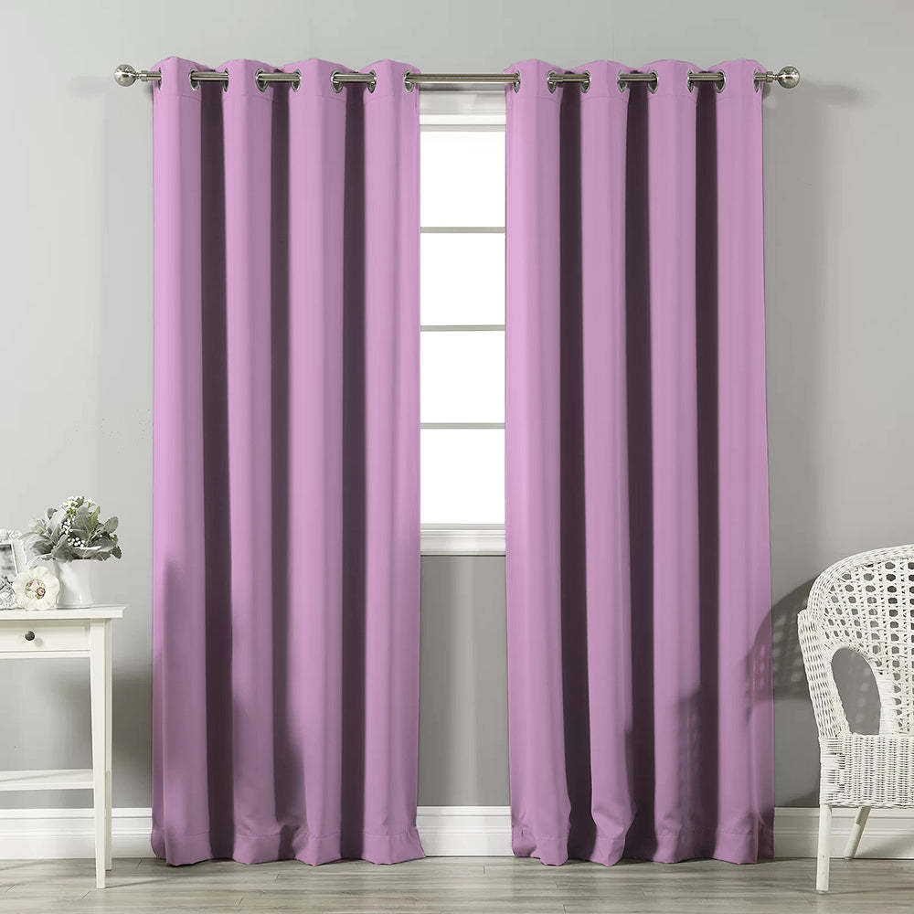 Jacquard Room Darkening Curtains in Pink Diamond Set Of 2 - (P219)