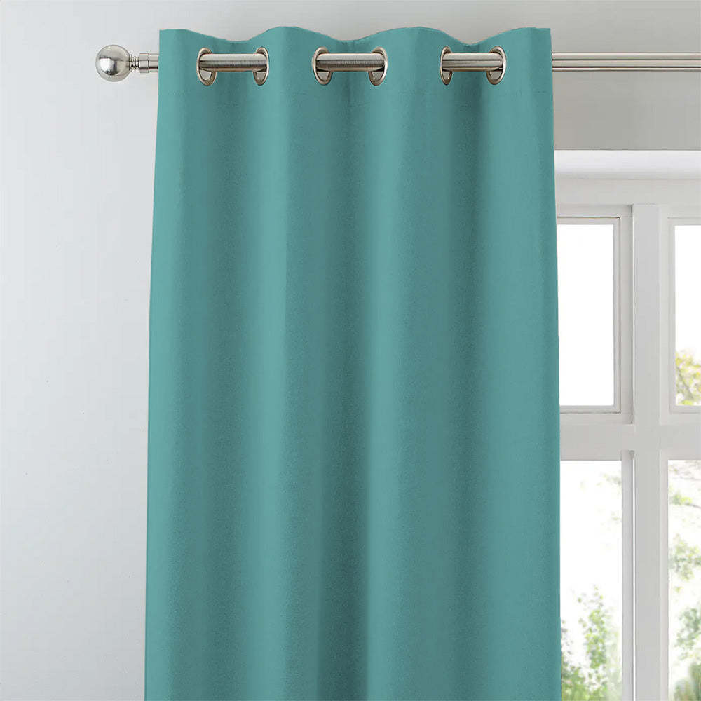Jacquard Room Darkening Curtains in Turkish Blue Set Of 2 - (P22)