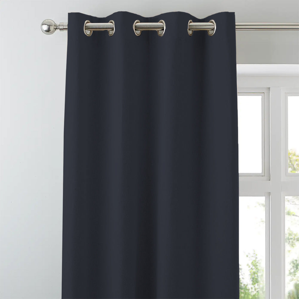 Jacquard Room Darkening Curtains in French Navy Set Of 2 - (P220)