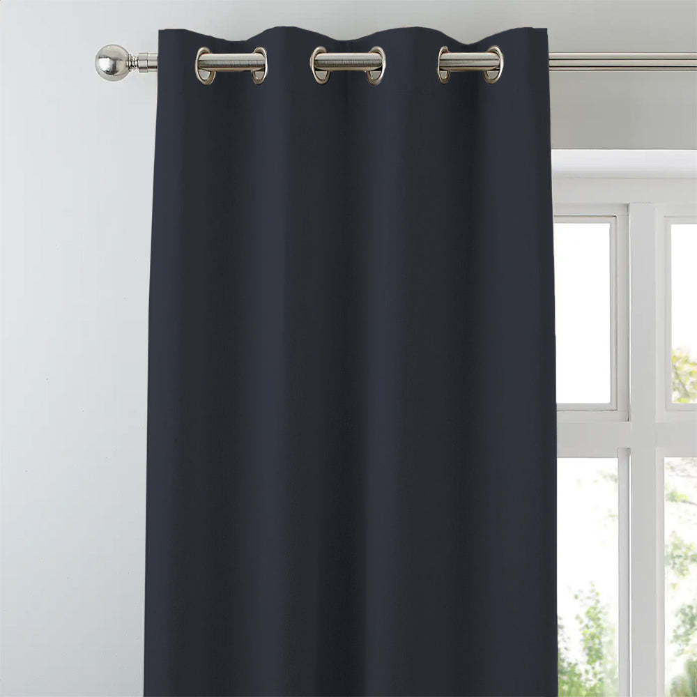 Jacquard Room Darkening Curtains in French Navy Set Of 2 - (P220)