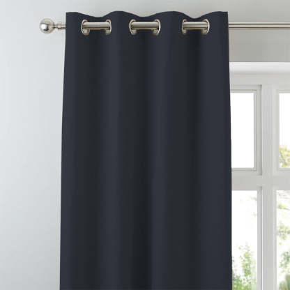 Jacquard Room Darkening Curtains in French Navy Set Of 2 - (P220)