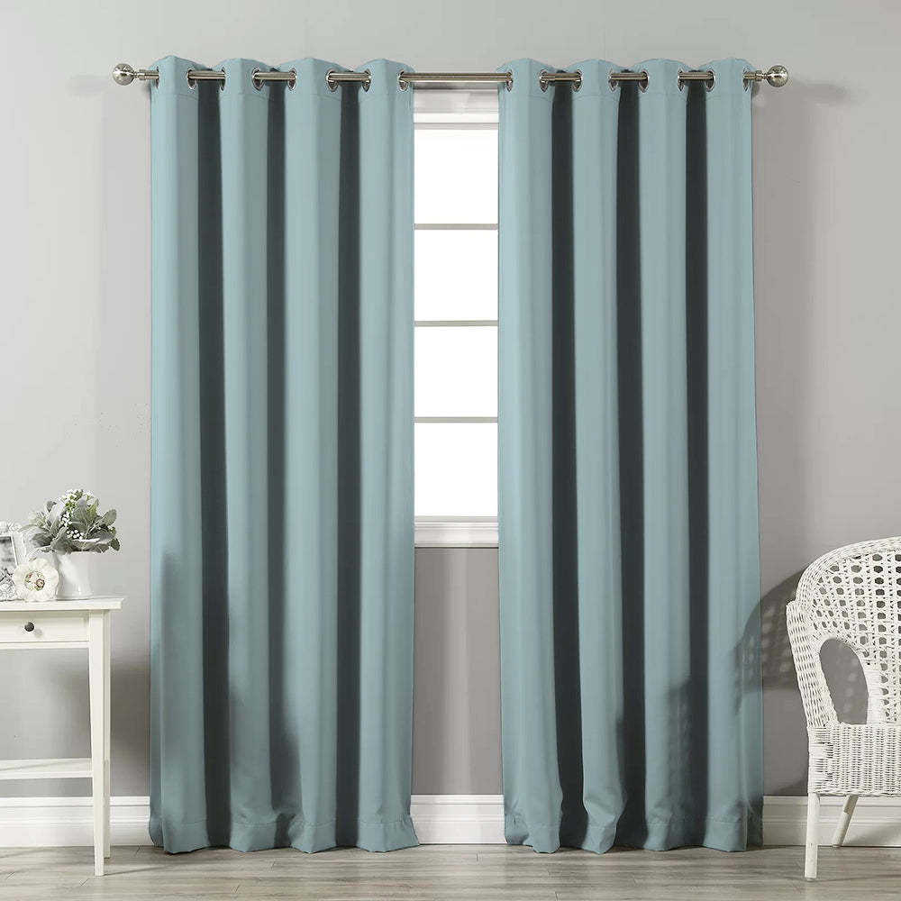 Jacquard Room Darkening Curtains in Oval Roon Blue Set Of 2 - (P221)