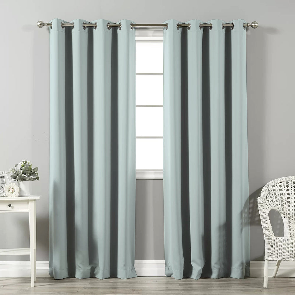 Jacquard Room Darkening Curtains in Polar Blue Set Of 2 - (P222)