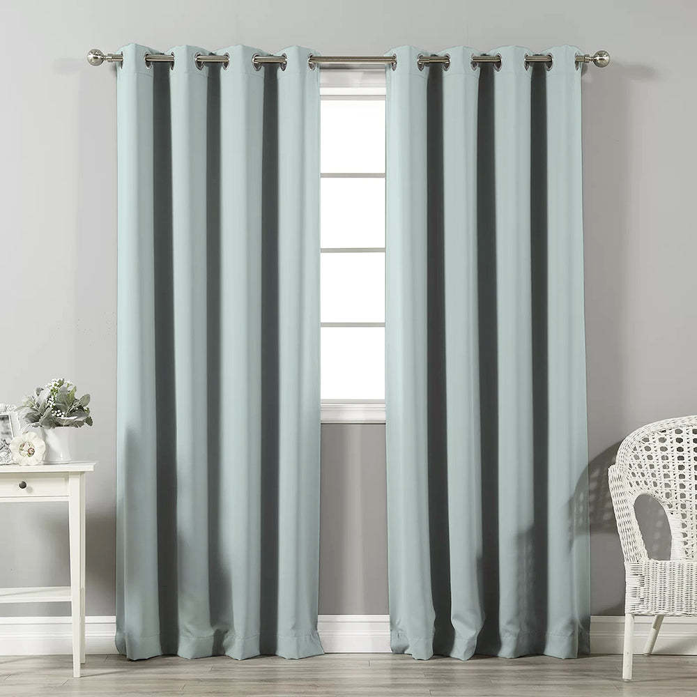 Jacquard Room Darkening Curtains in Polar Blue Set Of 2 - (P222)