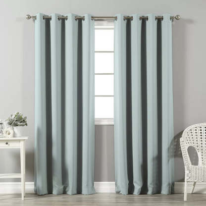 Jacquard Room Darkening Curtains in Polar Blue Set Of 2 - (P222)