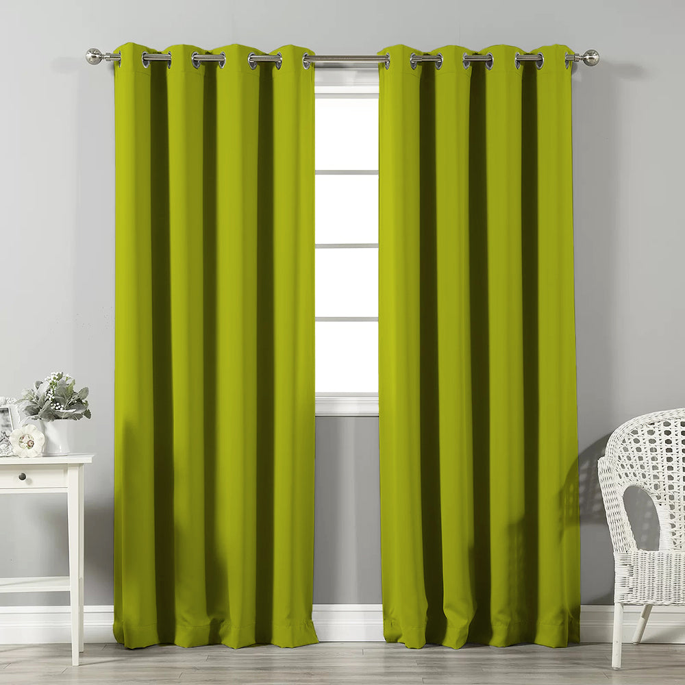 Jacquard Room Darkening Curtains in Poison Green Set Of 2 - (P223)