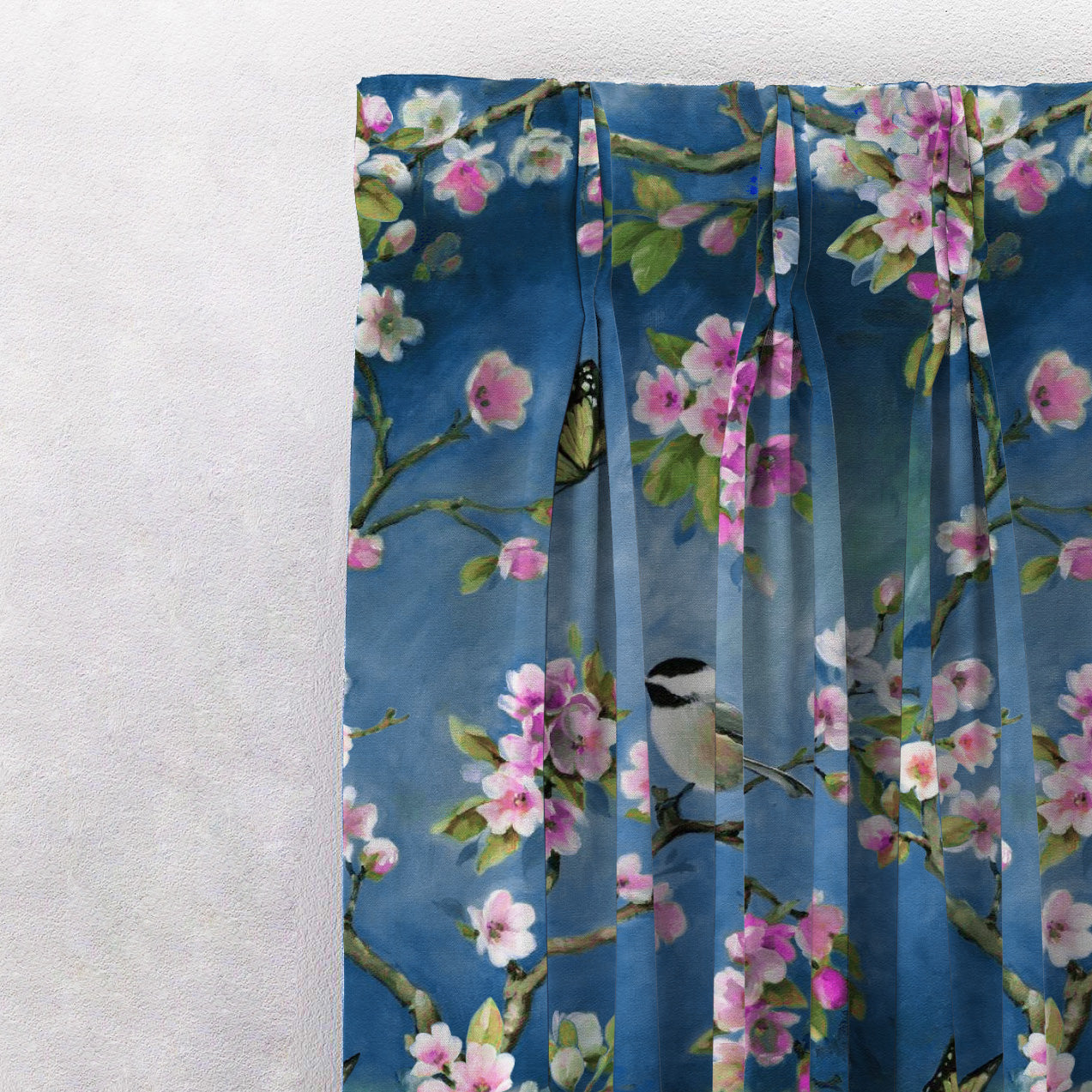 Elegant Floral Print Room Darkening Curtains Set of 2  DS225H