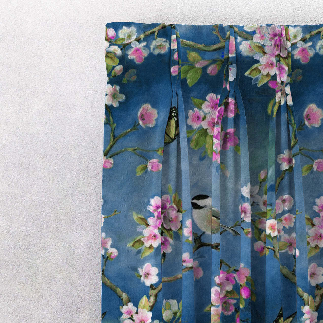 Elegant Floral Print Room Darkening Curtains Set of 2 DS225H