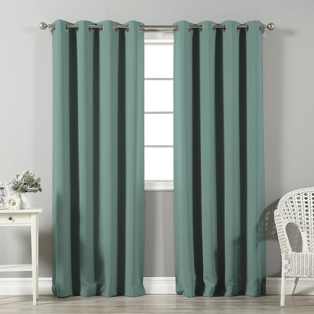 Jacquard Room Darkening Curtains in Mystic Lake Set Of 2 - (P234)