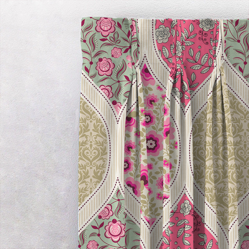 BloomBlock Floral Hot Pink Heavy Satin Blackout curtains Set Of 2 - (DS236A)