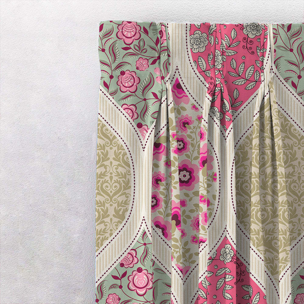 BloomBlock Floral Hot Pink Heavy Satin Blackout curtains Set Of 2 - (DS236A)