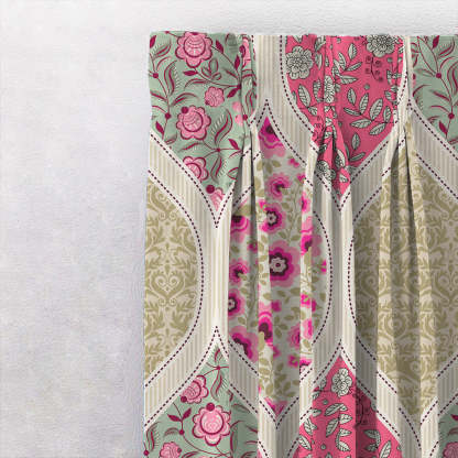 BloomBlock Floral Hot Pink Heavy Satin Blackout curtains Set Of 2 - (DS236A)