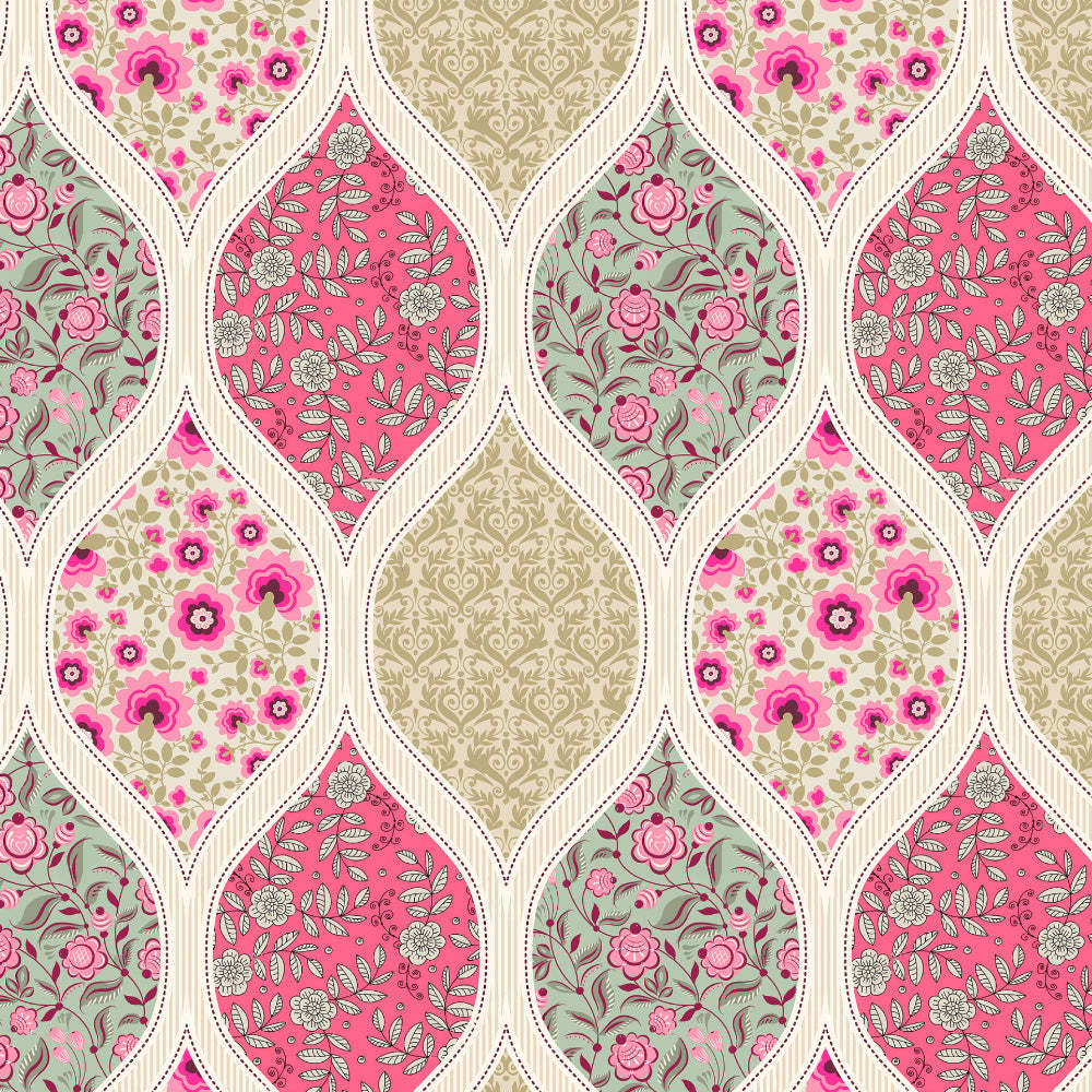 BloomBlock Floral Hot Pink Heavy Satin Blackout curtains Set Of 2 - (DS236A)