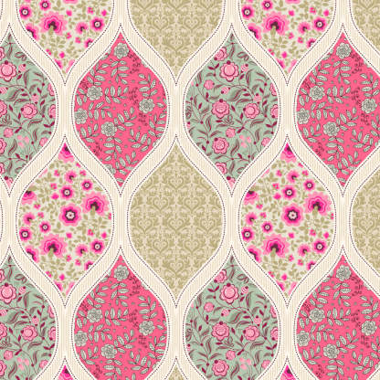 BloomBlock Floral Hot Pink Heavy Satin Blackout curtains Set Of 2 - (DS236A)