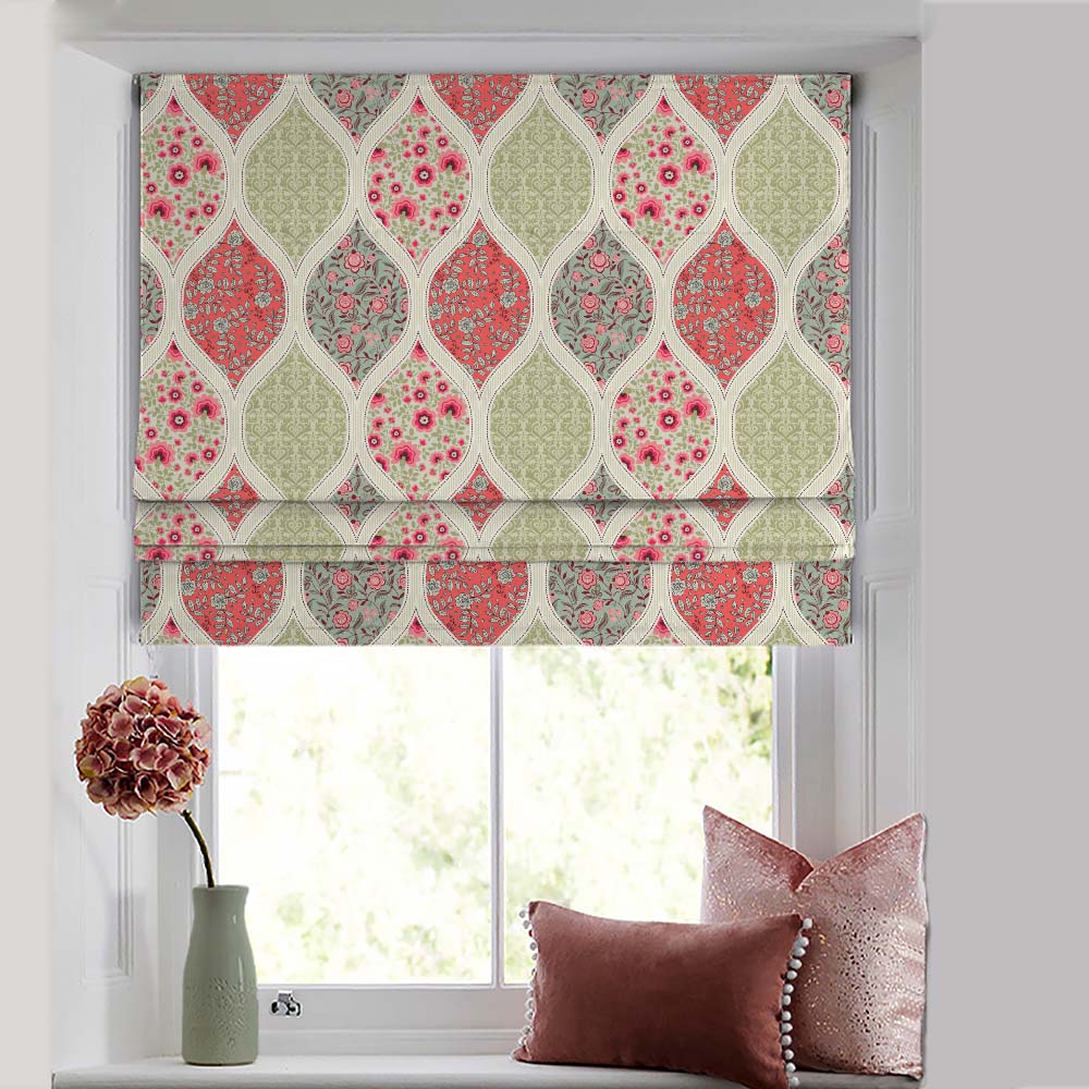 BloomBlock Floral Orange Satin Roman Blind (DS236E)