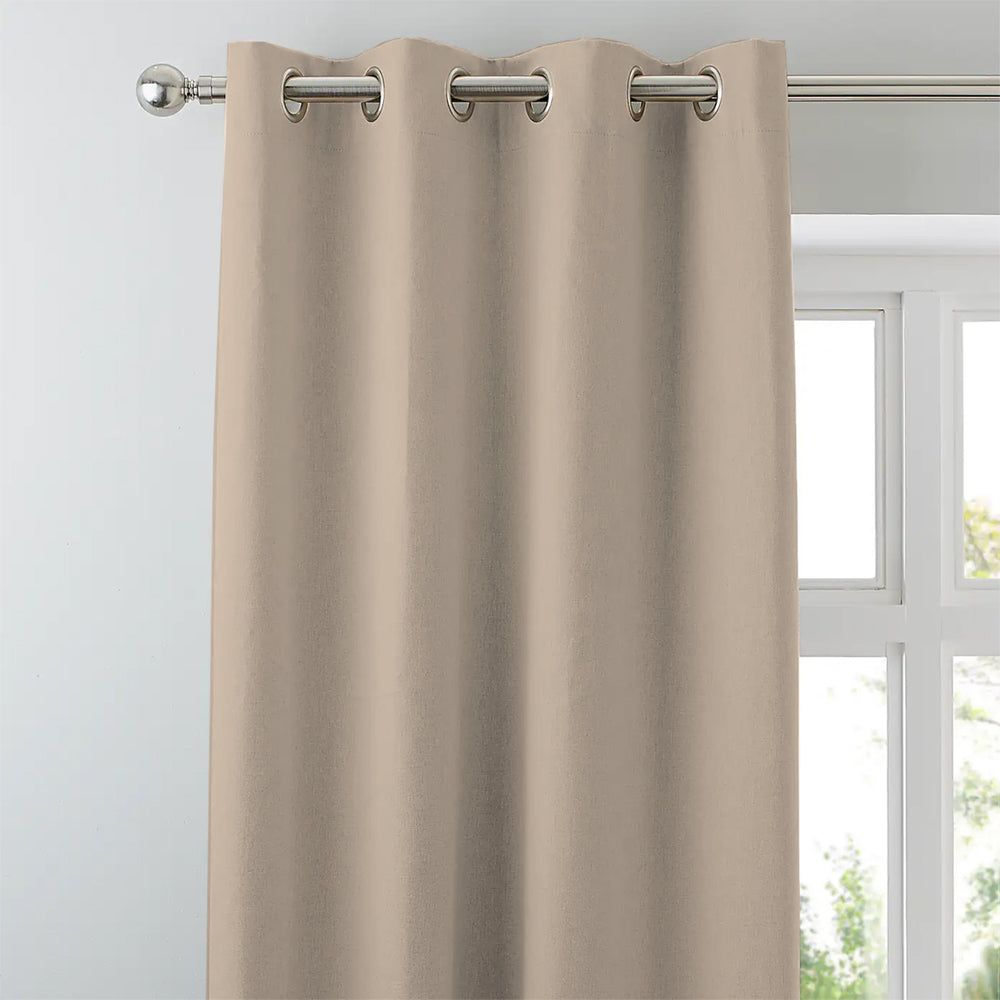 Jacquard Room Darkening Curtains in Almond Beige Set Of 2 - (P237)