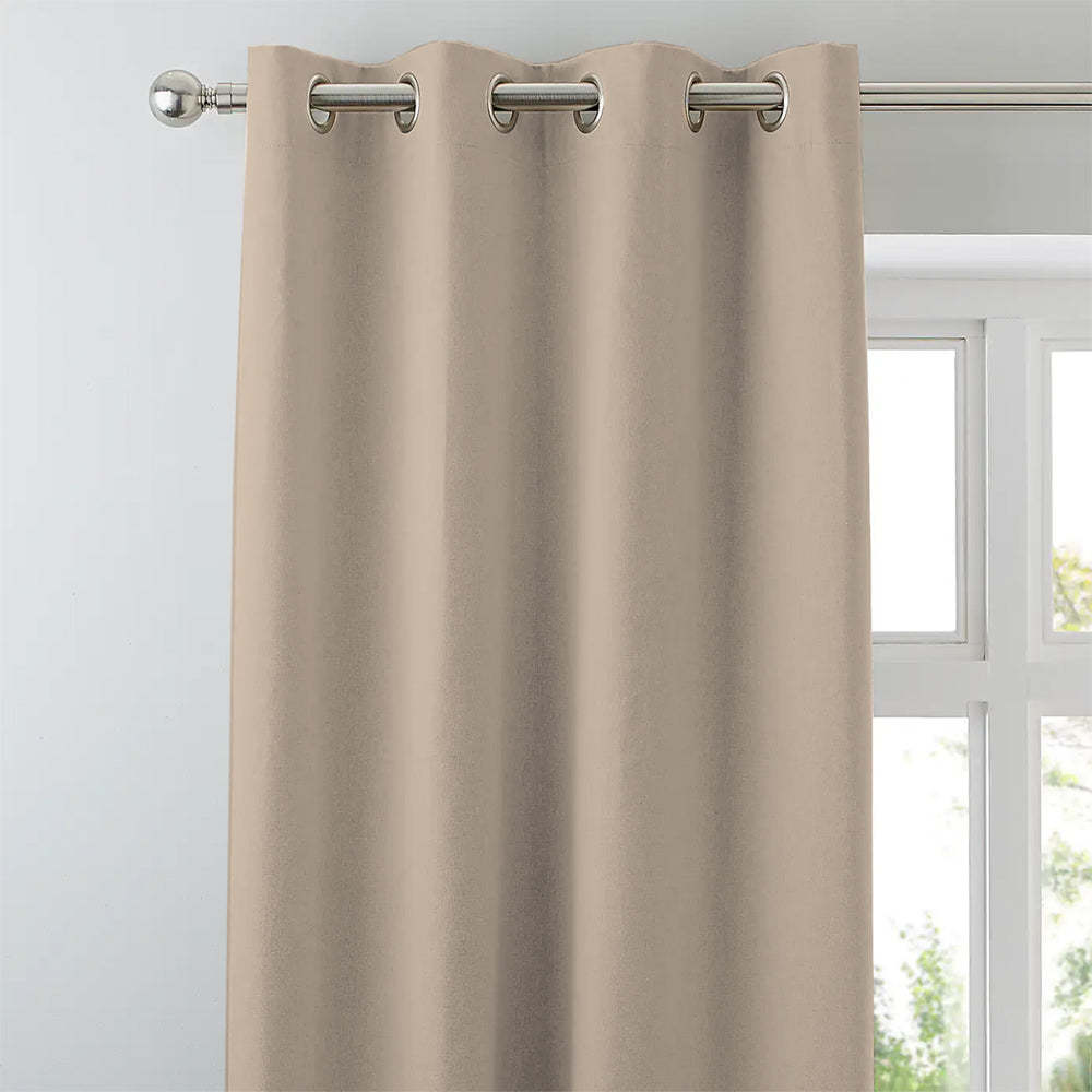 Jacquard Room Darkening Curtains in Almond Beige Set Of 2 - (P237)
