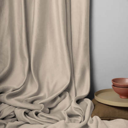 Jacquard Room Darkening Curtains in Almond Beige Set Of 2 - (P237)