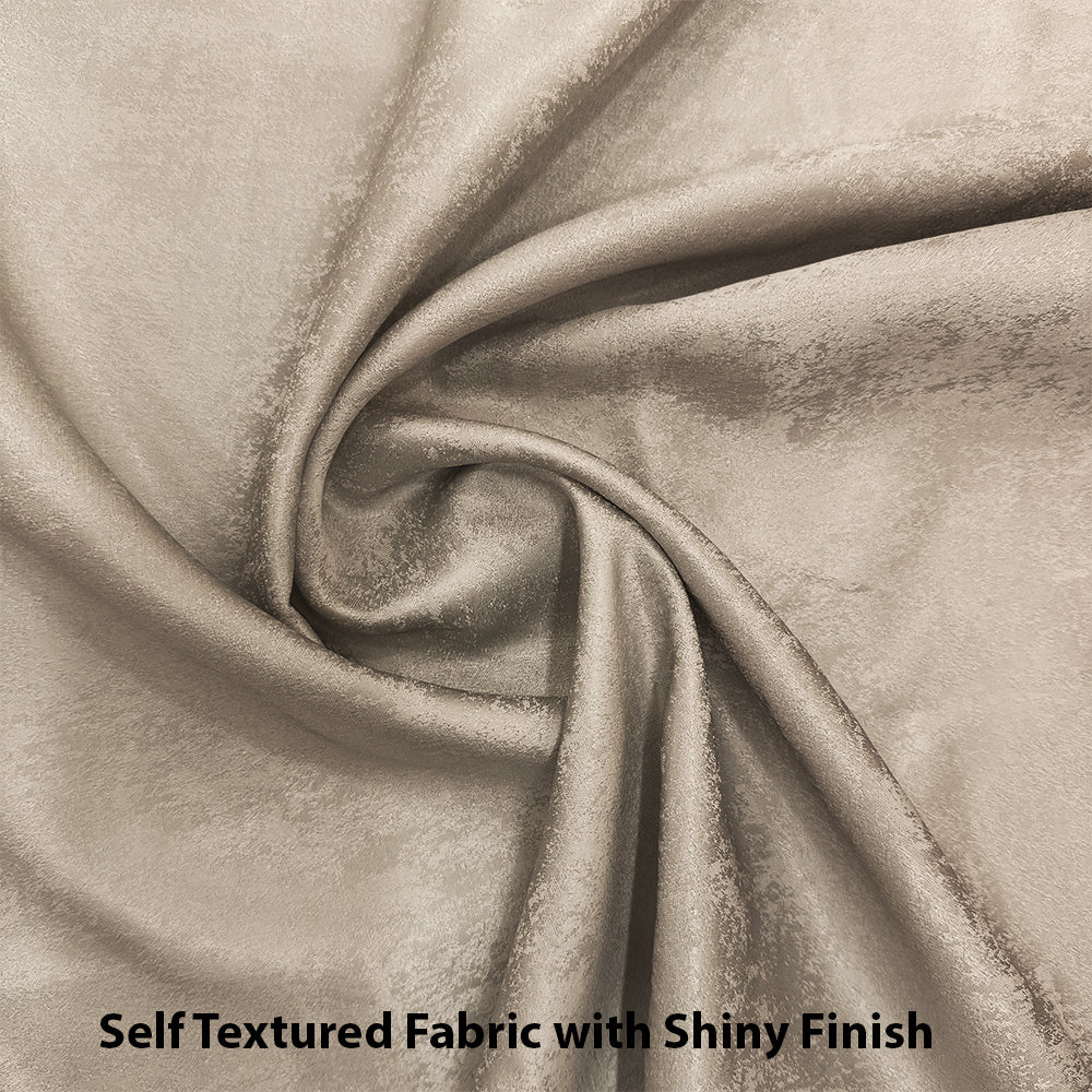 Jacquard Room Darkening Curtains in Almond Beige Set Of 2 - (P237)