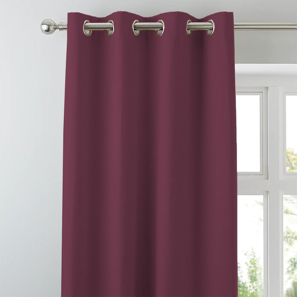 Jacquard Room Darkening Curtains in Wine Red Set Of 2 - (P238)