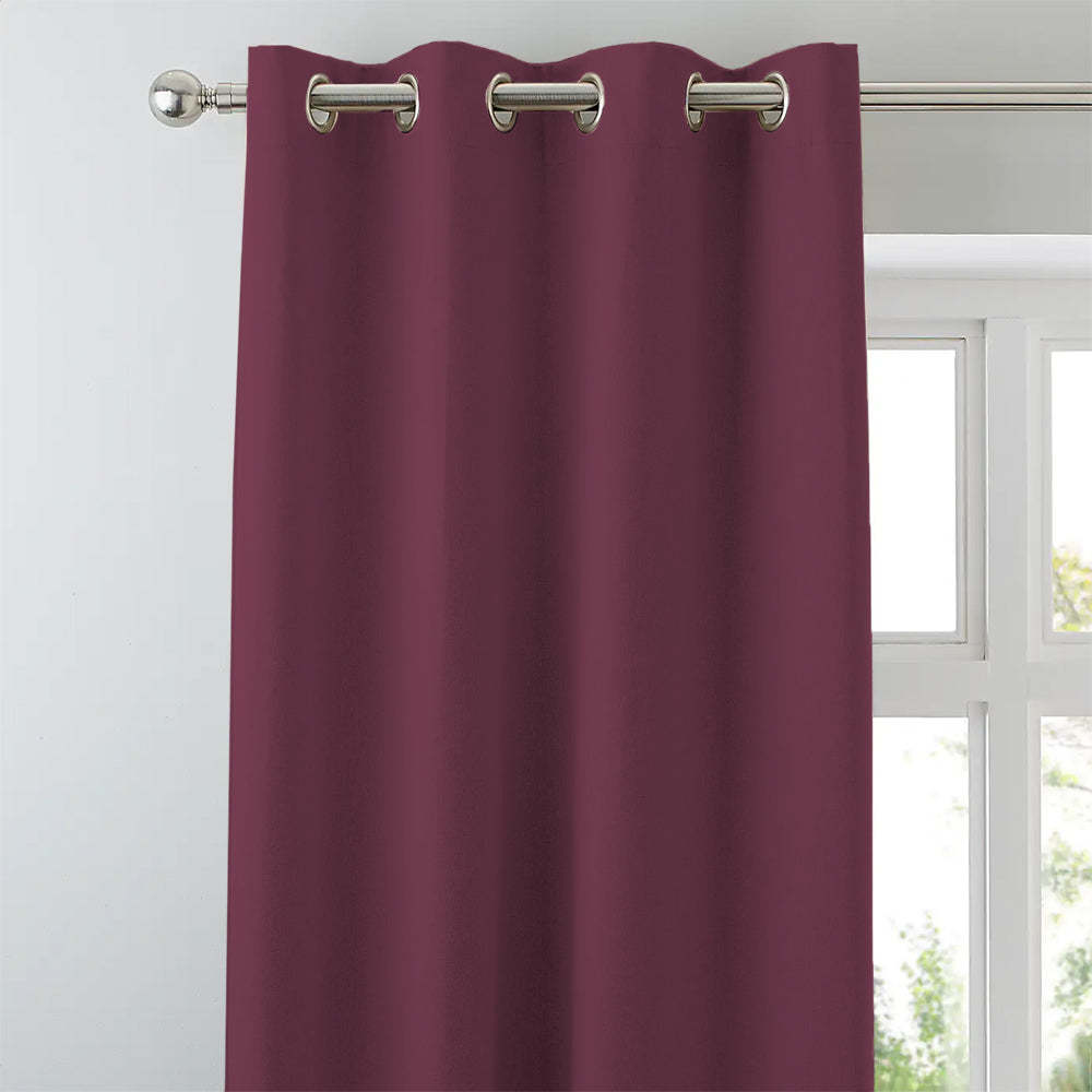 Jacquard Room Darkening Curtains in Wine Red Set Of 2 - (P238)