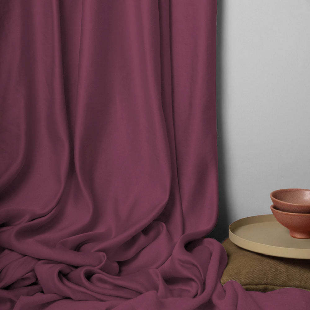 Jacquard Room Darkening Curtains in Wine Red Set Of 2 - (P238)