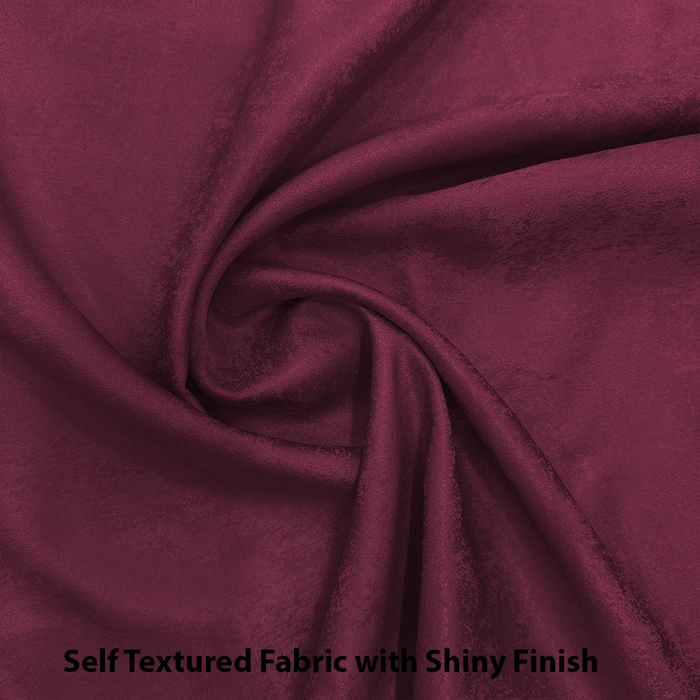 Jacquard Room Darkening Curtains in Wine Red Set Of 2 - (P238)