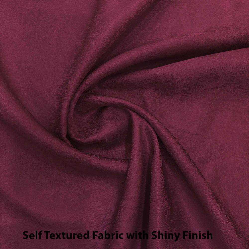 Jacquard Room Darkening Curtains in Wine Red Set Of 2 - (P238)
