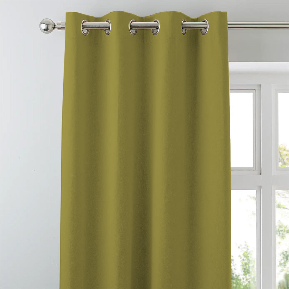 Jacquard Room Darkening Curtains in Asparagus Green Set Of 2 - (P24)