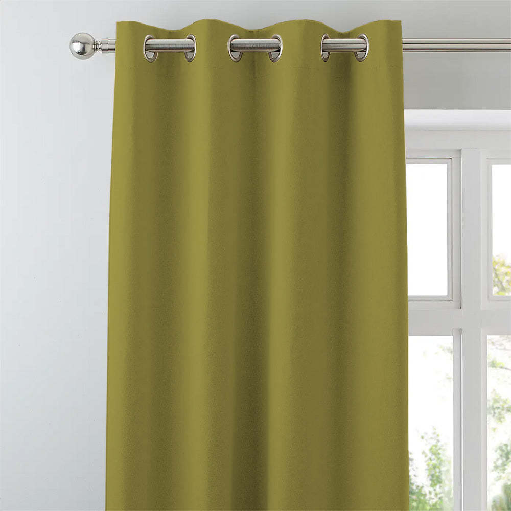 Jacquard Room Darkening Curtains in Asparagus Green Set Of 2 - (P24)