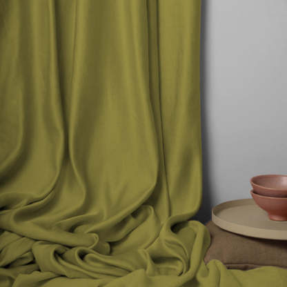 Jacquard Room Darkening Curtains in Asparagus Green Set Of 2 - (P24)