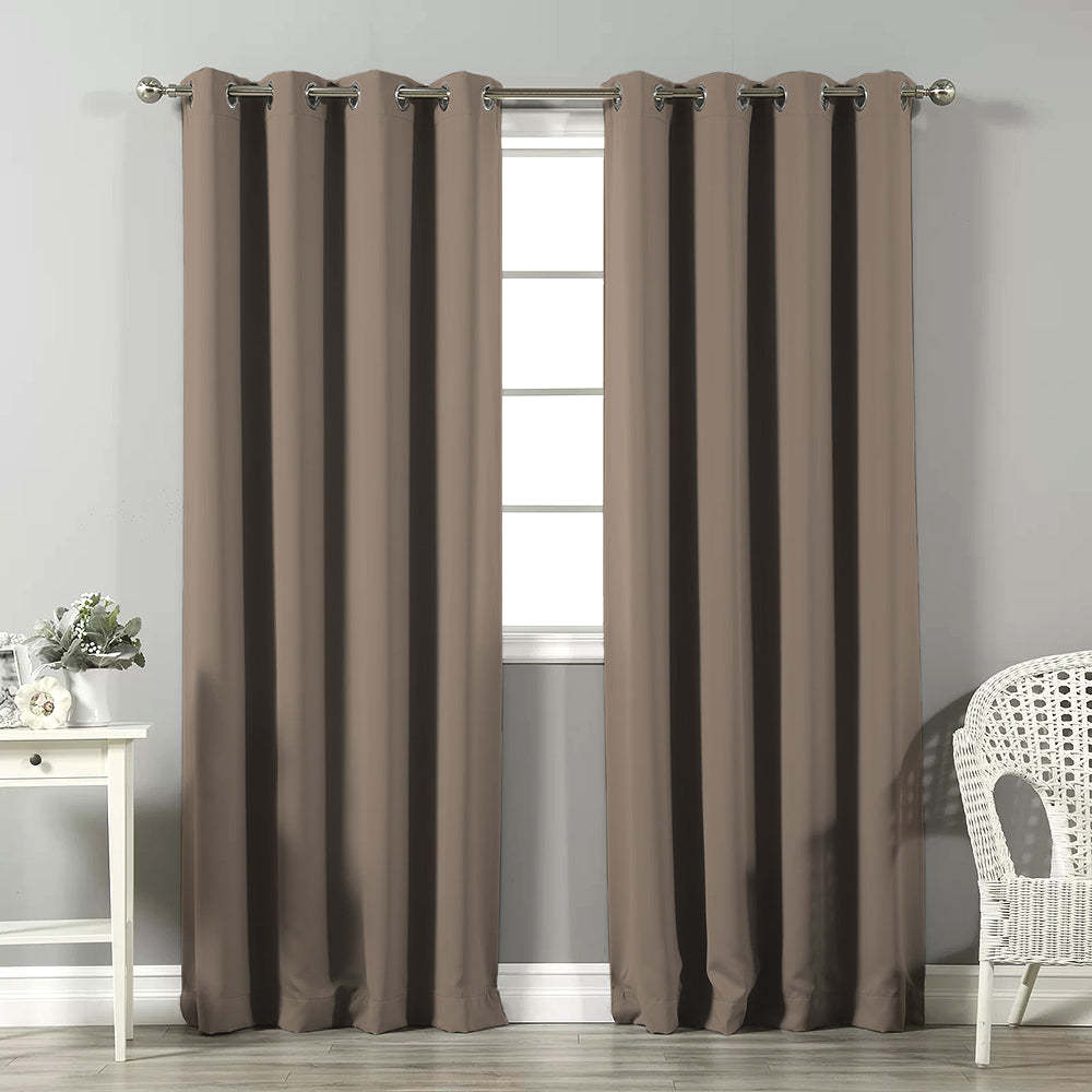 Jacquard Room Darkening Curtains in Gravel Beige Set Of 2 - (P241)