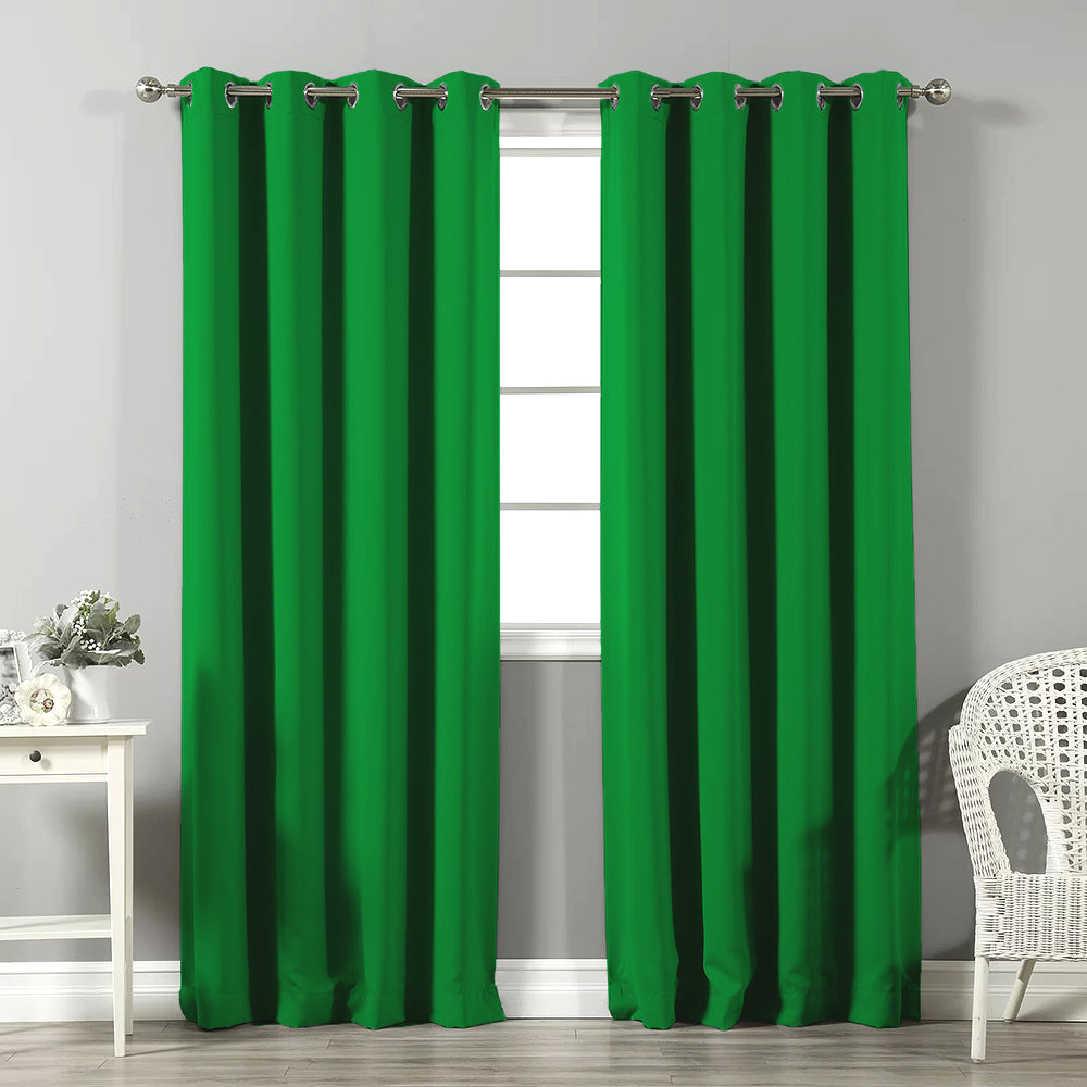 Jacquard Room Darkening Curtains in Slimy Green Set Of 2 - (P243)