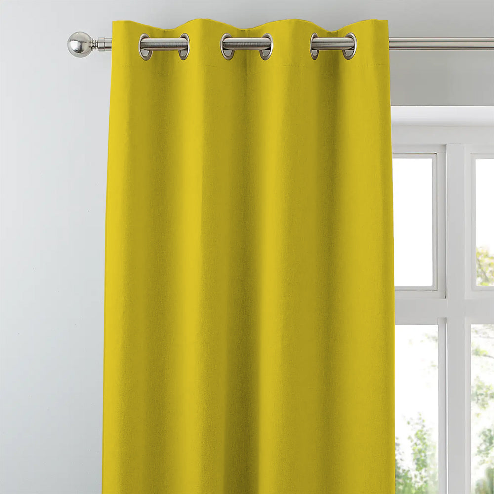 Jacquard Room Darkening Curtains in Maple Yellow Set Of 2 - (P244)