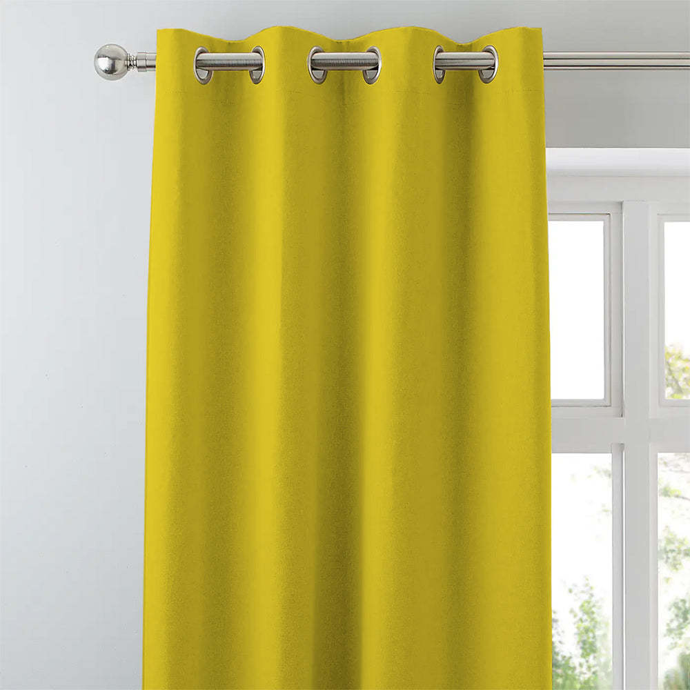 Jacquard Room Darkening Curtains in Maple Yellow Set Of 2 - (P244)